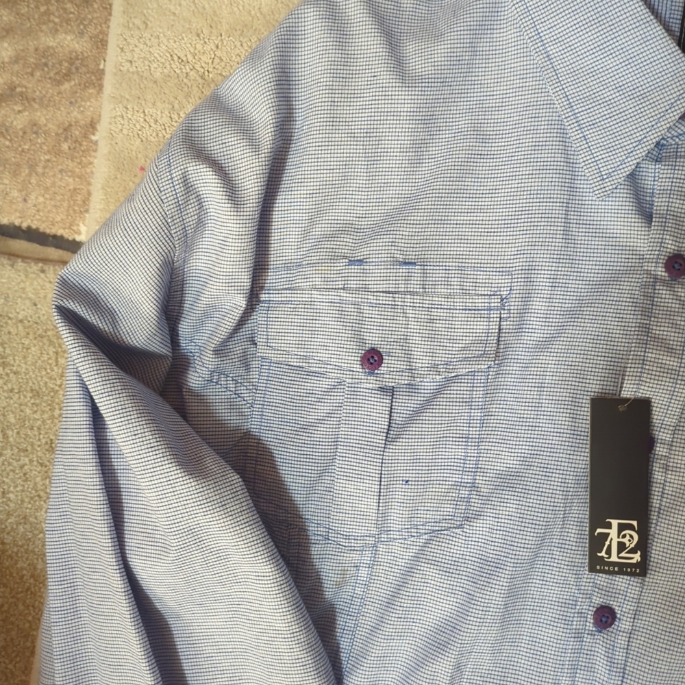 💙Evolution Sports Shirt Mens 6X Long Sleeve Button Up Blue Checks Big NWT - Picture 4 of 8